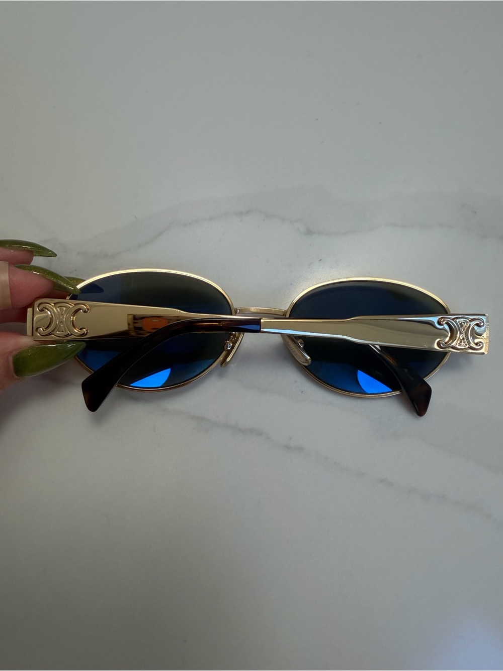 Celine Triomphe Gold Metal Sunglasses - Picture 2 of 8